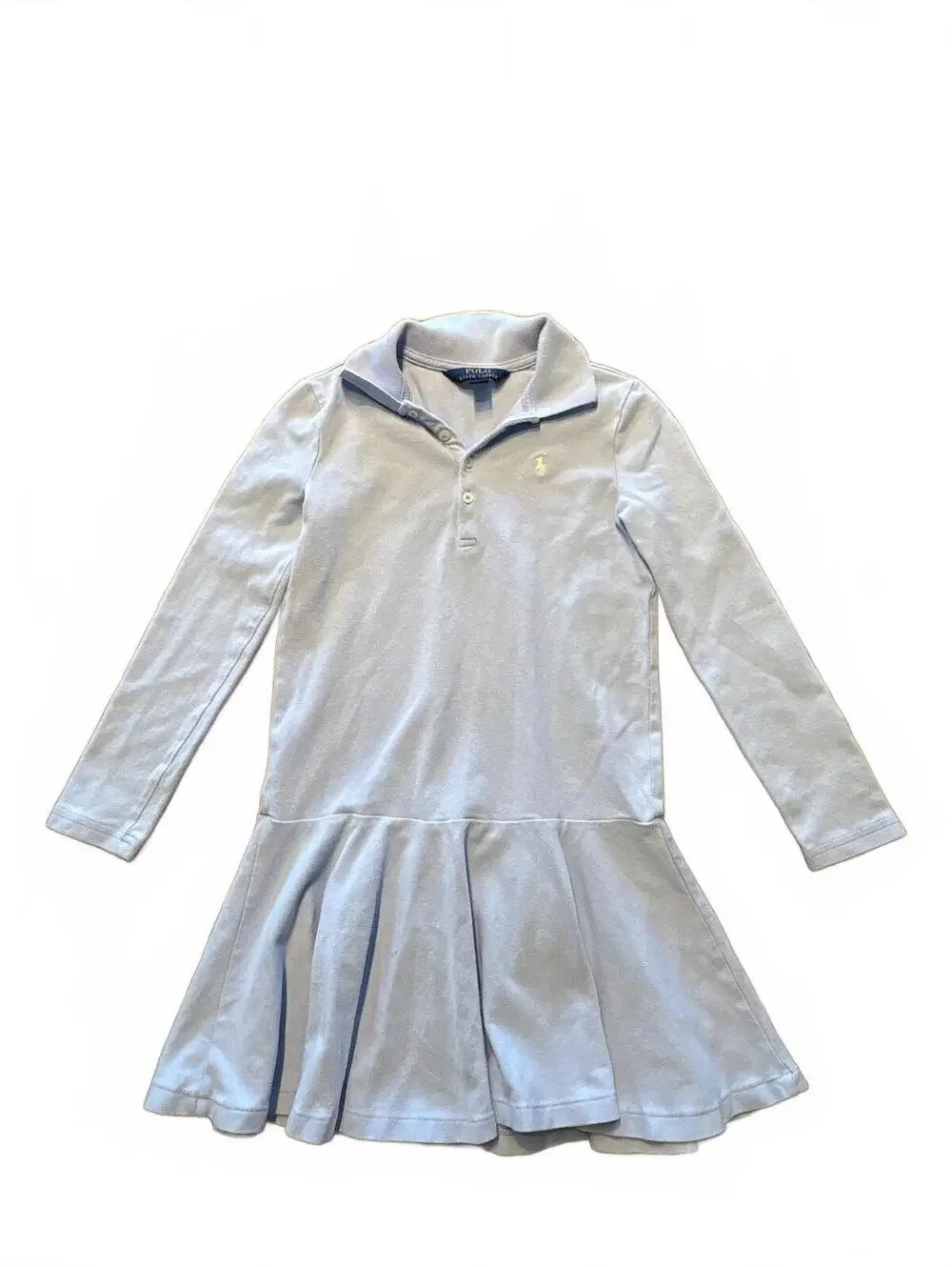 Polo Ralph Lauren Light Blue Long Sleeve Dress for Kids Size 6 Girls Childrens